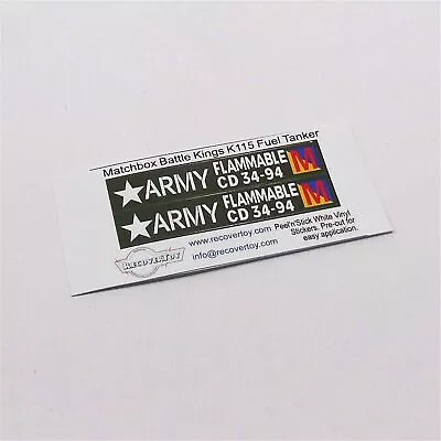 Matchbox Lesney King Size K-115 Battle Kings Fuel Tanker Stickers • $4.53