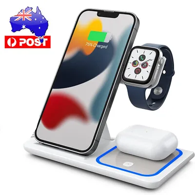 Wireless Charger Dock Charging Station 3 In 1 For Apple Watch IPhone 15 14 13 12 • $27.89