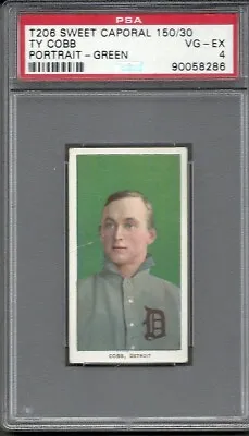 1909 T206 Ty Cobb -Green Portrait - PSA 4  Sweet Caporal Back • $15999