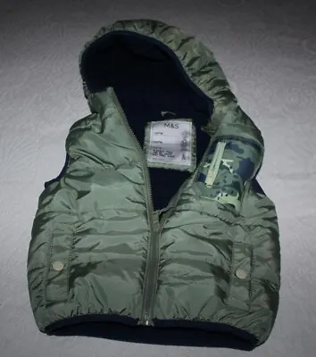M & S PUFFER GILET - GREEN - Age 3-4 Years - Great Condition! • £7.50