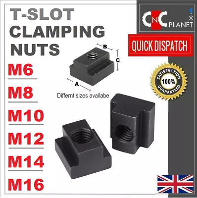 T-nut M6 M8 M10 M12 M14 M16 Black T Slot Clamping Nuts Milling Machine Nuts CNC • £2.95