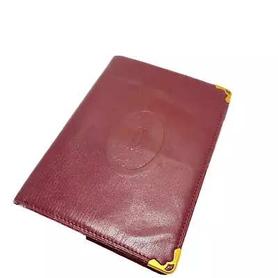 Must De Cartier Bifold Wallet Wine Red Leather Authentic From JAPAN 0007 • $69