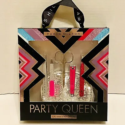 Paris Hilton Party Queen Mani Pedi Set 5 Pc Hot Pink Diamond Glitter • $17.99