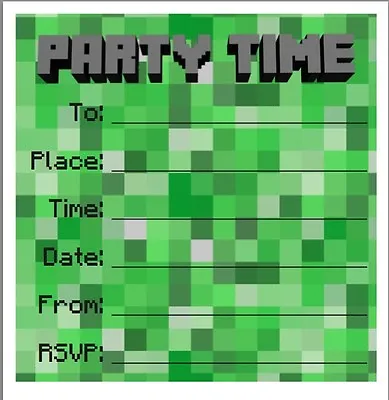 Party /Birthday Invites. 5 Pack. Ideal For Minecraft Fans! • $2.18