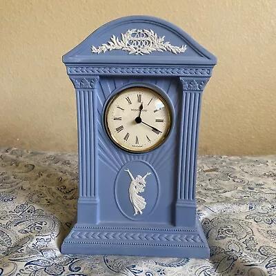 Wedgwood Blue Jasperware Millennium Mantle Clock AD 2000 Column England Works • $101.89