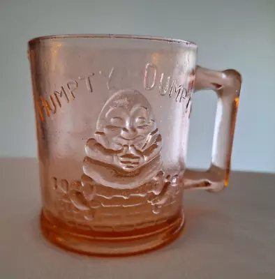 VTG Pink Humpty Dumpty Indiana Glass Mug Cup Tom Tom Piper's Son Nursery Rhymes • $11