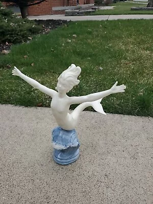 Vintage RISQUE Nude Mermaid CERAMIC Figurine 12  • $49