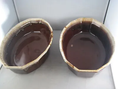 Lot Of 2 Vintage McCoy Brown Drip Glaze Oval Baker Server Casserole Dish - 7071 • $24.95