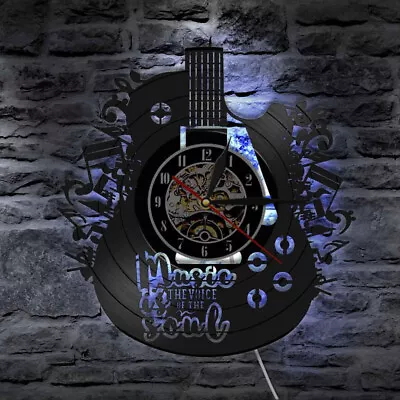 Acrylic Wall Clock Guitar Music Vinyl Record Wall Clock Home Art Decor Handmade • $21