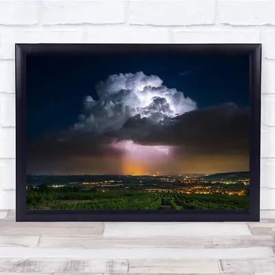 Landscape Lightning Thunder Night Cloud Cumulus Sky Wall Art Print • £9.99