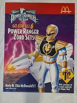 Vintage NOS 1995 McDonald's  Power Rangers Zord Mighty Morphin Sign 28  X 22   • $50