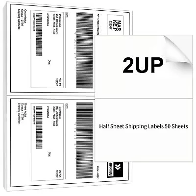 Half Sheet Shipping Labels 8.5x5.5 Inch Printable Labels 2 Per Page - Sticke... • $16.65