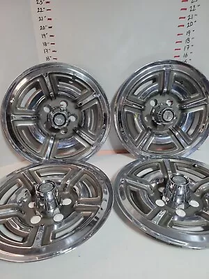 1966 1967 1968 1969 Ford Galaxie Mustang Oem 15” Mag Style Wheel Covers Hubcaps  • $302.39