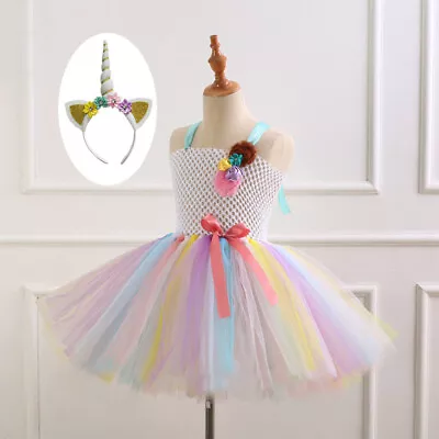 Rainbow Dress Girl Rainbow Dress Headwear Dacing Skirt Girls Ballet  Skirt Kids • £16.96