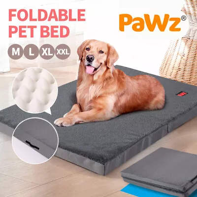 Pawz Pet Dog Calming Bed Memory Foam Foldable Mattress Orthopedic Washable Grey • $49.99