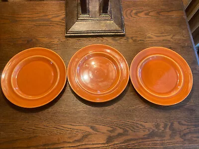 METLOX Pottery COLORSTAX Terra Cotta Orange - Set Of 3 SALAD PLATES • $17.99