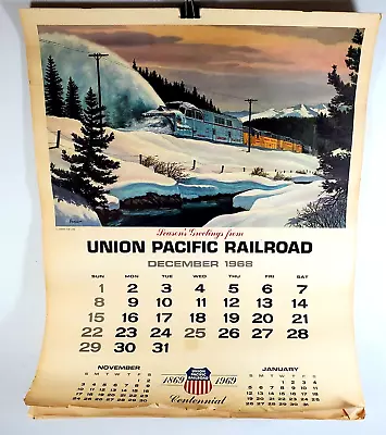 Vintage Union Pacific Railroad Hanging Wall Calendar 1969-1969 • £24.12