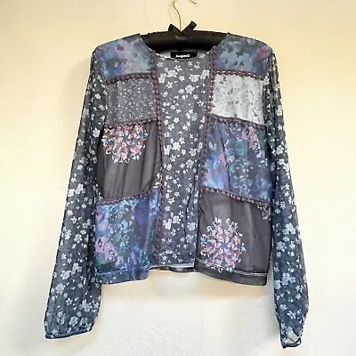 Desigual Women Bella Dona Long Sleeve Tulle T-Shirt Size XL Floral Print New • $186.27