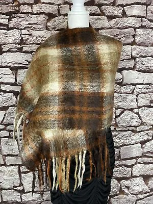 Royal Scot By Samuel Tweed GORGEOUS Brown & Ivory Mohair & Wool Wrap / Scarf • $24.99