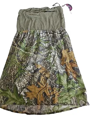 GWG Girls With Guns NWT Mossy Oak Camo Women XL Strapless Dress Green $50 Retail • $29.49