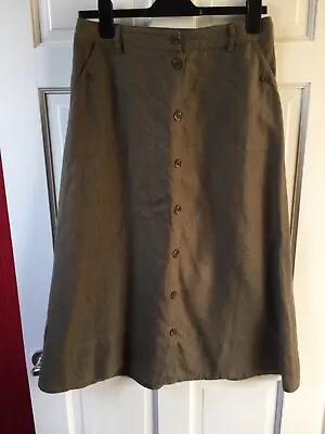 Woman’s Laura Ashley Khaki Linen Skirt Size 12 • £7