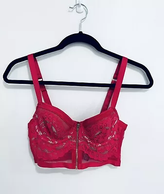 Victoria’s Secret Bra 12B Red Lace Zip Front Top 34B Lingerie • $24.99