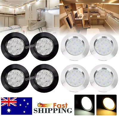 2-12pcs Caravan RV Recessed Down Lights 12V LED Under Cabinet Lamp Chrome/Black • $18.99