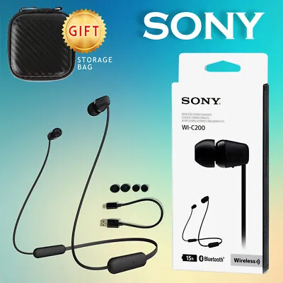 $41.80 • Buy Sony WI-C200 Wireless Bluetooth In-ear Headphones Earphone W/Mic (Black) NEW
