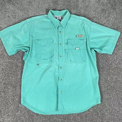 Columbia PFG Bahama Shirt Men's M Mint Green Vented Fishing UPF Polyester S/S • $26.88