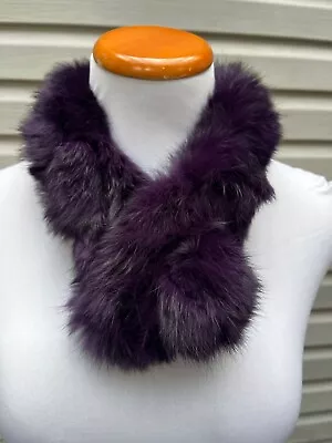 NWOT UNBRANDED PURPLE GENUINE RABBIT FUR Mini Scarf Wrap Shawl Neck Warmer OS • $29.99