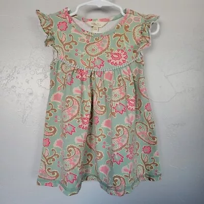 Matilda Jane Girl Sz 2 Paisley Dress Short Sleeve Growing Season Pearl Pink Sage • $18.99