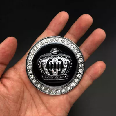 $7.69 • Buy 50mm Metal Crystal Crown Luxury VIP Emblem Car Badge Motorcycle Sticker Silver