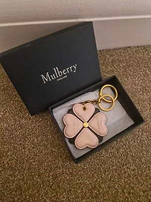 Mulberry Limited Edition Pink Clover Flower Leather Keyring Gold Hardware  • £79.99