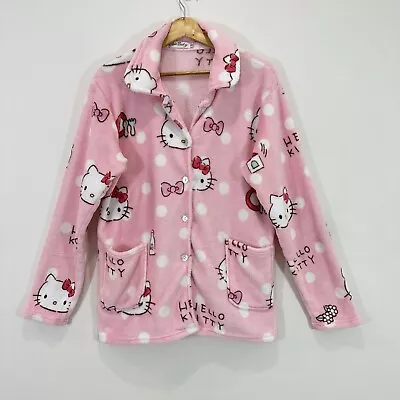 Hello Kitty Chic Lady Pyjama Top Women 14 Pink Button Up Pocket Soft Feel • $22.95