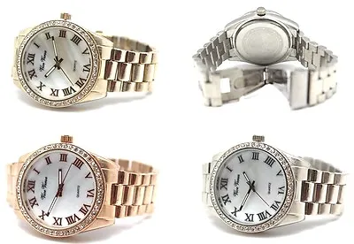 Vise Versa Women's Watch White Mother Of Pearl Dial Roman Fonts Golden Silver • $16.50