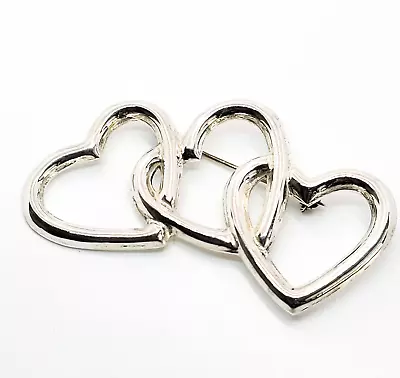Tripple Open Heart 3 Love Taxco Mexico Signed TR-52 Vintage Sterling Silver Broo • $25.20