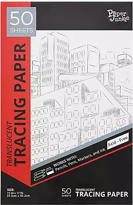 50 Sheets Tracing Paper Pad For Drawing Translucent 11x17 Vellum For Blueprints • $22.58