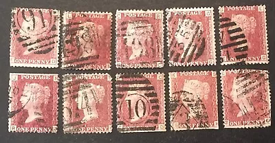 GB Queen Victoria  1d Penny Red's  VFU X10 Stamps  LH • $1.23