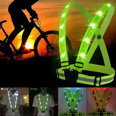 £13.92 • Buy Adjustable USB Rechargeable LED Reflective Belt Vest For Running Cycling Tool
