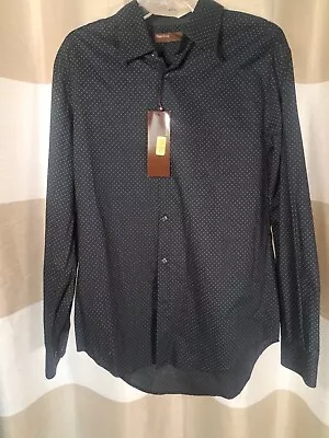 Perry Ellis Polka Dot Men’s Button Down Shirt Size L LARGE Black NWT New  • $15