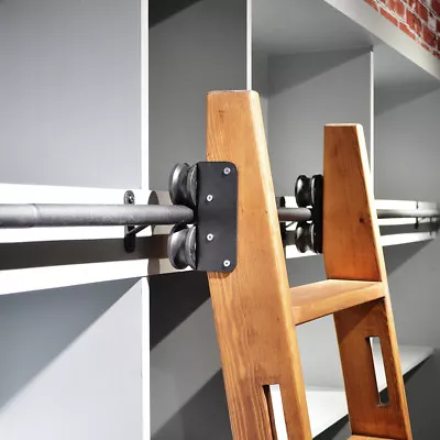 $261 • Buy DIYHD Rustic Black Round Tube Sliding Barn Ladder Library Ladder Track,No Ladder