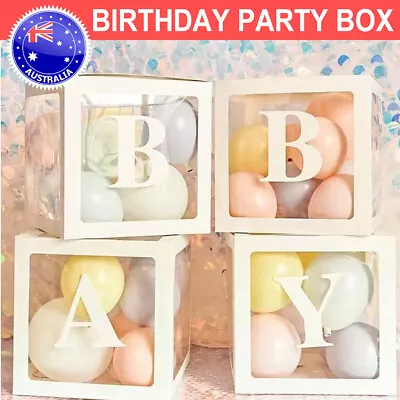 $16.25 • Buy 4PCS Baby Boxes Shower Letter Transparent Box Cube Party Birthday Backdrop Decor
