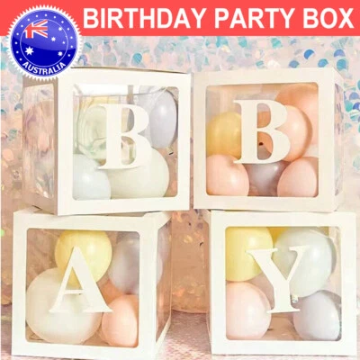 $16.25 • Buy 4PCS Baby Boxes Shower Letter Transparent Box Cube Party Birthday Backdrop Decor