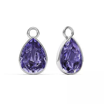 Statement Teardrop Mix Charms With Tanzanite Crystals Rhodium Plated • $34.95