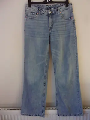 H&M Light Denim Blue Wide Low Waist Jeans Size: UK 14 RRP: £24.99 • $18.93