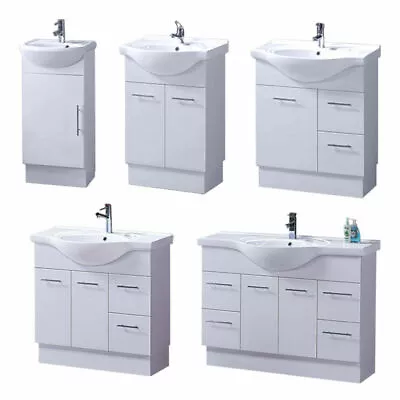 Semi Recessed Bathroom Vanity Ceramic Basin Sink Storage Cabinet Kickboard • $469