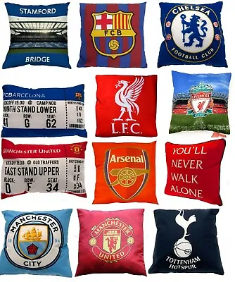 Football Cushion Gift - Manchester Arsenal Tottenham Barcelona Liverpool Chelsea • £15.99