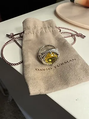David Yurman Sterling Silver 11mm Infinity Ring Lemon Citrine Size 6 • $175