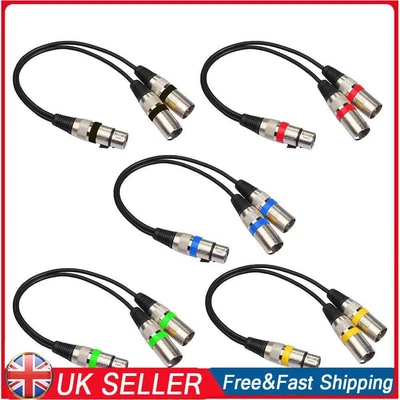 £7.09 • Buy 30cm 3Pin XLR Female To Dual 2 Male Y Splitter Mic DJ Cable Adapter Audio Cable