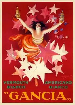 Gancia Vintage Cappiello Liquor Advertising Poster Canvas Print 24x32 Inches • $57.72